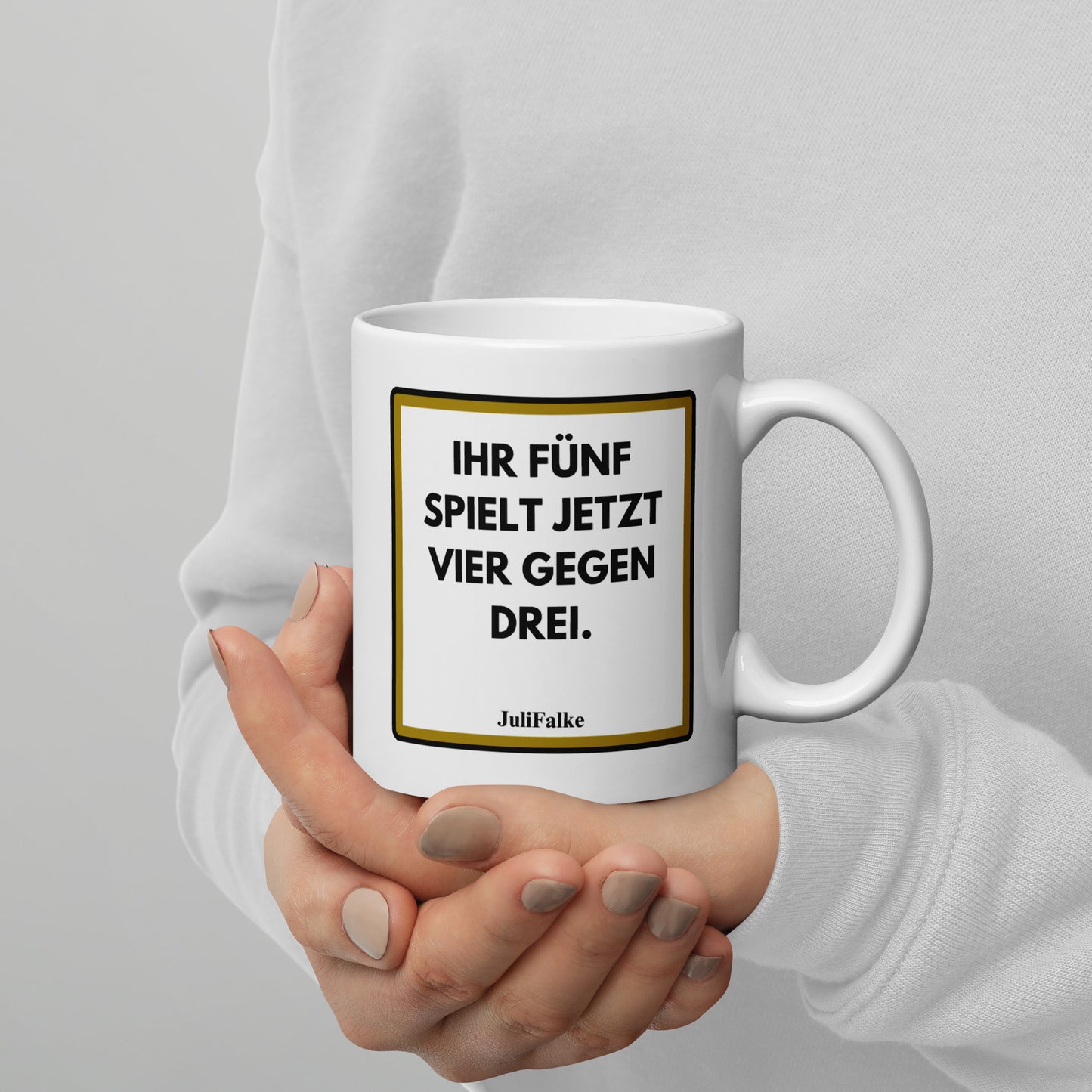 Kaffeebecher „Vier gegen drei.“